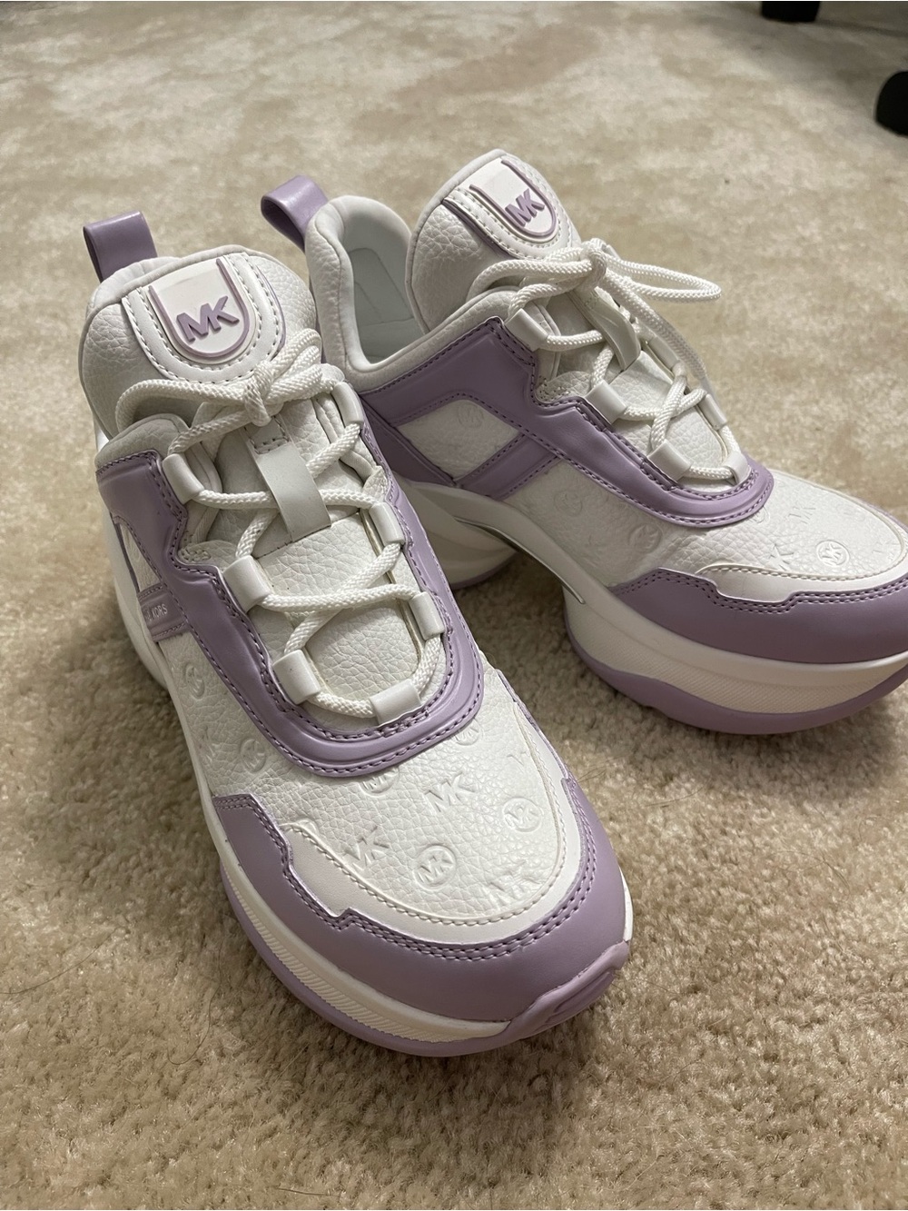 Michael Kors Kids White & Lavender Platform Sneakers